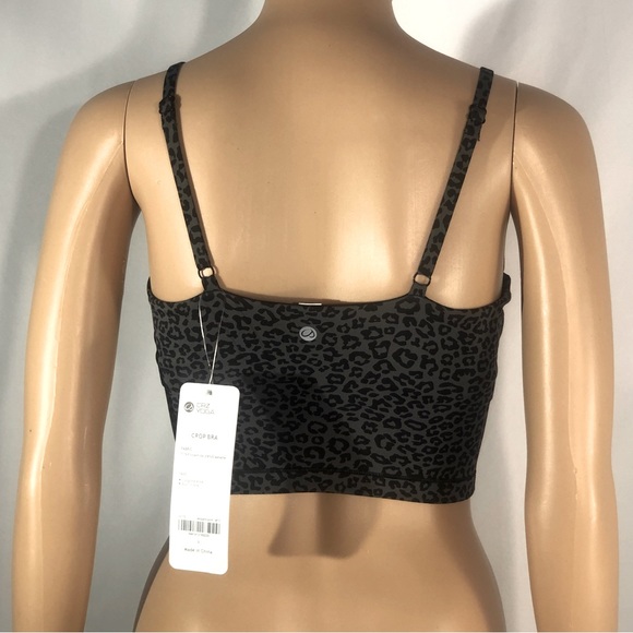 CRZ YOGA Animal Print Gray Black Sports Bra Wirefree Padded Cropped Tank Small - Picture 4 of 9